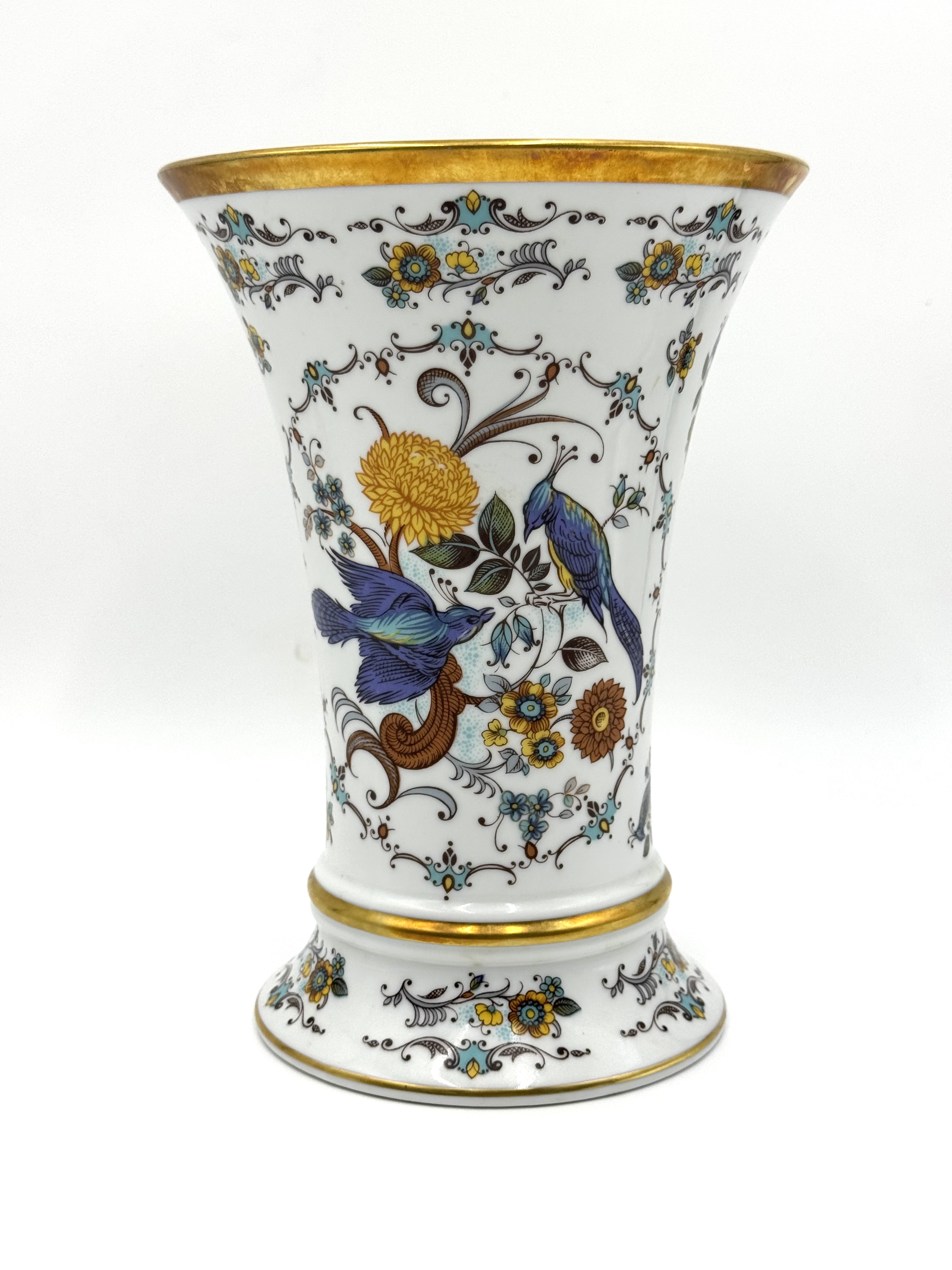 Royal Porzellan Bavaria KPM Vase – Vogel- & Blumendekor Gold
